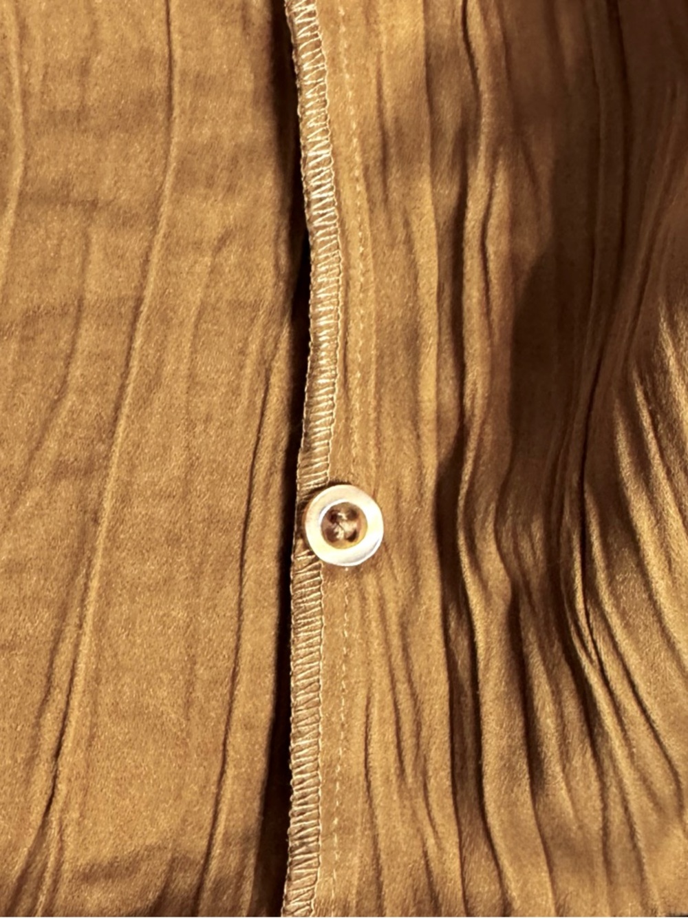 Denim&Co Corduroy Like Button-Down Shirt - Camel Tan size Medium - Picture 5 of 8